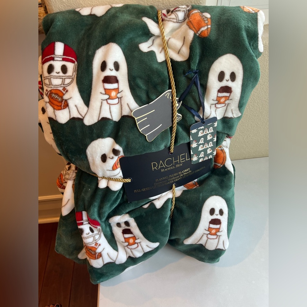 Rachel Roy Football Ghost Plush Blanket Halloween